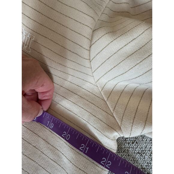 GANNI Organic Cotton Puff Sleeve Metallic Stripe Sweatshirt - Cream/Gold, XL - Picture 9 of 10